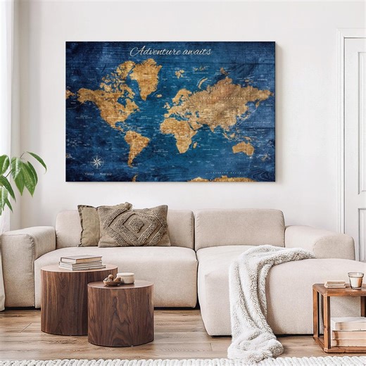 Adventure Awaits VI Push Pin World Map - Etsy