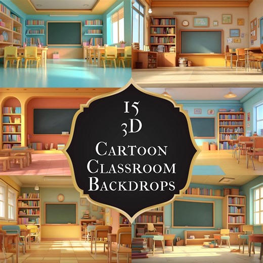 Digital Classroom Backdrop: Playful 3D School Scene - Kids Photo Shoot - Etsy
