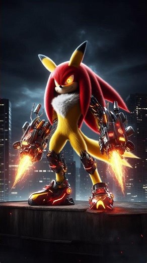 Knuckles + Pikachu = Fusion Transformation 🧬🤯 Pokemon and Sonic Transformation #sonic #pikachu #ai