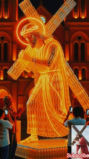 Jesus Carrying the Cross... Made from Plastic Bottles! ✝️😲#Jesus #Faith #ViralShorts ✝️