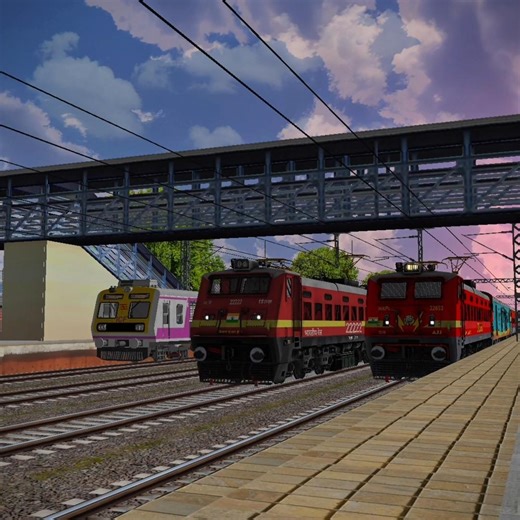 WAP4 WITH ICF OVERTAKING WAP4 WITH LHB 💀 WITH HIGH SPEED ACTION ⚡ 110KMPH ON MSTS #msts#wap4 #shorts