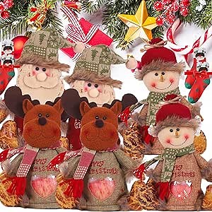 Christmas Gift Bags Zipper Design,Christmas Gift Doll Bag, Christma Candy Bag,Small Gift Bags for Party and Festival (6pcs)
