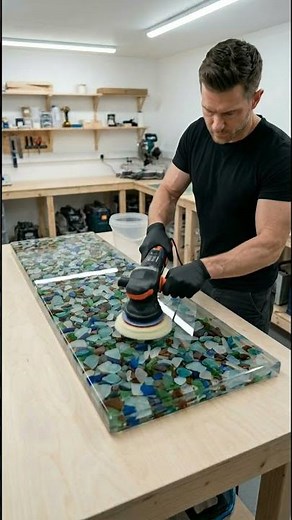 Sea Glass Accent Table 🌊✨ | Stunning Epoxy Resin DIY #EpoxyArt #SeaGlassTable #resindiy
