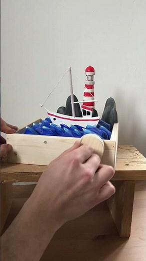 Little boat - Automata carved wooden toy