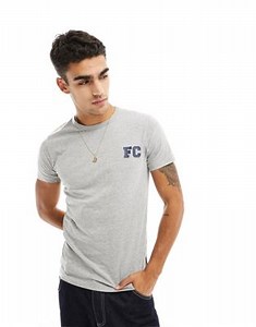 French Connection – T-Shirt in Hellgrau mit College-Logo in Navy | ASOS