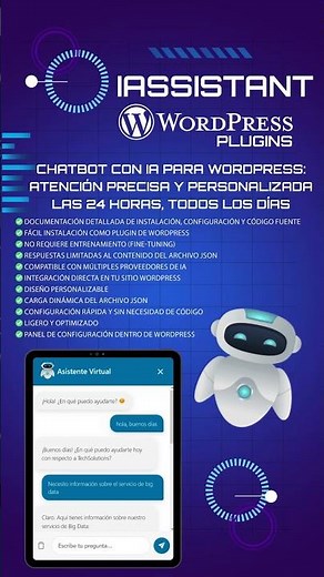 Plugin Chatbot con IA para WordPress – Asistente 24/7 con respuestas precisas y personalizadas