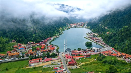 A remote village completely surrounded by dense forest