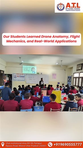 Atl Bit Global School on Instagram: "🚁 Innovation Takes Flight at BIT Global School! 🌟 Our young tech enthusiasts had an exciting ATL Workshop where they explored Drone Anatomy, Flight Mechanics & Real-World Use Cases! 😍 From understanding frames, motors, propellers and flight control — to learning how drones lift, tilt, turn and fly — every moment sparked curiosity and creativity! 🔥✨ And the best part? They also discovered how drones are transforming industries like agriculture, delivery, p