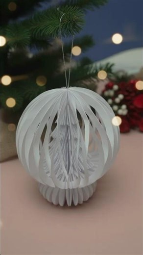 How to Make a 3D Paper Christmas Ornament | DIY Paper Bauble with Paper Tree Inside