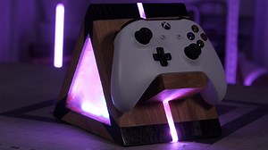 Hey everyone, it's Martina here! In this #crafts project, I come up with an attention-grabbing way to store my Xbox controllers when I'm not using them. Using beautfiful oak wood and #LEDs, I craft a perfect storage solution in the shape of a pyramid. | Nerdforge