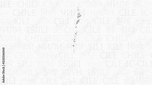 Chile intro animation. Country with regions illustration video. Background with country names in various languages. Regions of Chile animation. Elegant video.