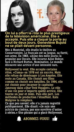 Geneviève Bujold : La Québécoise qui a dit non à la couronne britannique
