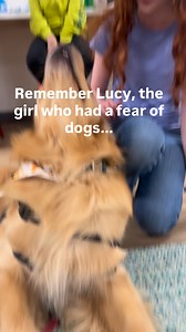 Do you remember Lucy? She had a fear of dogs, but wanted to overcome it and learn how to pet one. Ollie was the lucky boy who was able to show her how to not be afraid, and how to pet and ultimately love a dog. We went back to visit the art class at FBC Blue Ridge, and when we came in I saw Lucy watching for Ollie. It was so exciting to see her approach him and get down on the floor with him. Ollie in his gentle manner immediately laid down and turned on his side. You can listen, we didn't not i