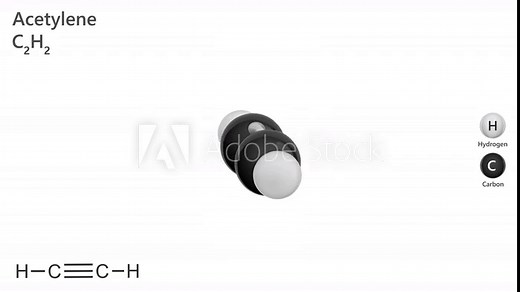 Chemical structure and 3d model of Acetylene molecule. Acetylene (or ethyne) is the chemical compound with the formula C2H2. This colorless gas is widely used as a fuel and a chemical building block