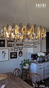 See how easy it is to install the Celestial Crystal Chandelier in just 5 simple steps! Our customers love the fun and bonding experience of setting it up with their partners and families. ✨👨‍👩‍👧‍👦 Video credit: @TruemansTreasures #lightinstallation #modlighting #chandeliergoals #lightingideas #couplegoals | MOD LIGHTING