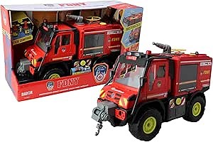 Daron FDNY Heavy Rescue Fire Truck – Emergency Vehicle Toy with Lights, Sounds, Drones, and Water Cannon for Kids Ages 3+