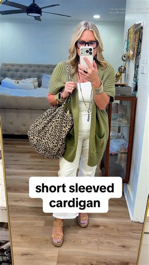 Short sleeved cardigan for the win 🤗 #tiktokshopcreatorpicks #over50style #fashionover50 #layeringoutfit #summeroutfitinspo @shewin_official_us