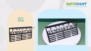 SUPERDANT Sport Medal Display Medal Holder Display Trophy and Medal Display Shelf with Hook Ribbon Holder Display Wall Mounted Medal Holder Metal Board Wall Decor