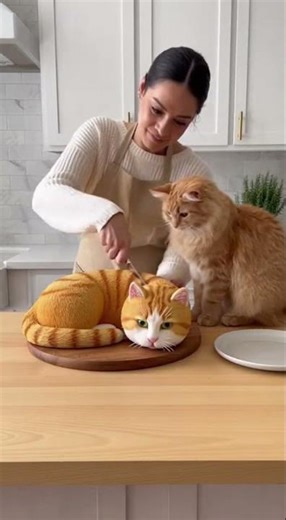 Cat Freaks Out Over Cat Cake 😂 (AI)