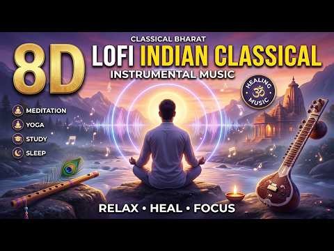 8D Indian Classical Lofi Music 🎧 | Healing Meditation Music | Bansuri & Sitar for Study, Sleep, Yoga