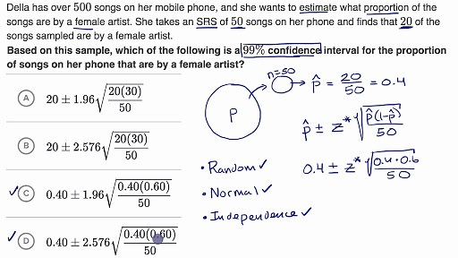 Example constructing and interpreting a confidence interval for p