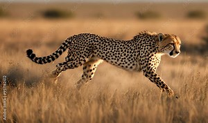 Cheetah Sprint: Record a cheetah sprinting at full speed across the savannah, showcasing its incredible speed and agility.