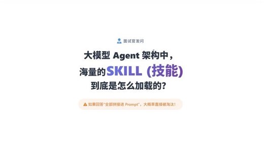 面试官问：大模型系统里海量的Skill是怎么加载的？ #程序员面试 #大模型 #底层逻辑 #后端开发 #skills