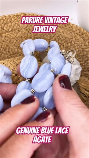 Beautiful Flapper Length Blue Lace Agate Necklace #gemstonejewelry #bluelaceagate