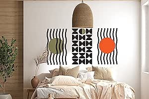 Bauhaus Abstract Wall Decal Set 3 | Mid-Century Modern Retro 70s Decor Sticker