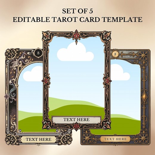 Vintage Tarot Card Templates: Editable Canva Deck Frames (set of 5) (digital Download) - Etsy