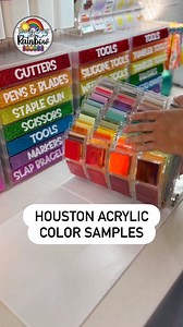 Houston Acrylic Color Samples • I was able to get my hands on the Houston Acrylic color sample tiles. Instead of going into their location every time, I can meet with clients virtually for their logo color selections and get the acrylic shipped directly to me! Orders over $100 ship free! To shop, click the link in my bio and select discount codes and affiliate links! • #crafts #crafter #smallbusiness #entrepreneur #handmade #shopsmall #custom | Teach Over the Rainbow