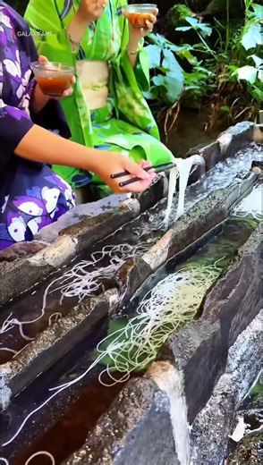 Japan’s Craziest Noodle Eating Style 😳 Nagashi Somen #shorts