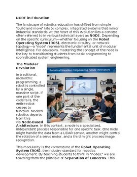 NODE in Robotics Education - Reading Passage and x 10 Questions