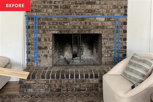 Before & After: A ’70s Fireplace Gets a Luxe Paneled Makeover for $400