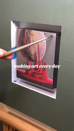 Day 431: Making art every day! Enjoy some real time paint strokes as I create my next Science Fiction landscape painting. I've been approaching my gouache paintings a little differently this week. Usually I work the background first and then move to the middle ground and foreground elements. However, for my last couple of pieces I have approached them in the opposite order. Sometimes it just makes more sense to my brain to switch things up I guess. This piece has a real mid-century comic book pa