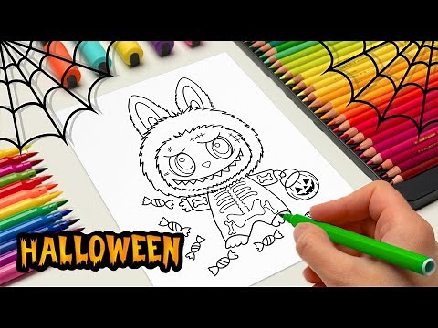 Coloring LABUBU Halloween Skeleton 🎃 The Monsters
