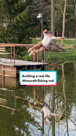 Reply to @clawquest2 Building a real life Minecraft fishing rod to use to catch a fish.. 👀🐟