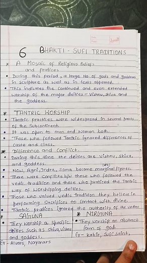 class 12 history chapter 6 bhakti sufi tradition handwritten notes