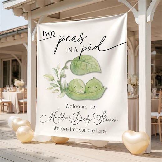 Personalized Peas in a Pod Baby Shower Banner, Multiples Welcome Tapestry, Photo Prop - Etsy