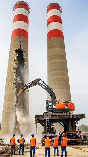 3.7K views · 33 reactions | FAILED Demolition: Chimney Falls the Wrong Way, Straight Toward Excavator! #fail #demolition | sunshine101 | Facebook