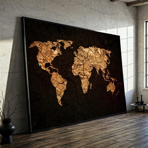 Rustic Earth Map Canvas, World Map Wall Art, Vintage Style Home Decor, Brown Global Landscape Canvas, Travel Themed Canvas Wall Art - Etsy