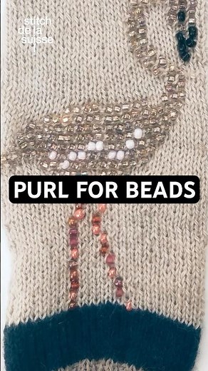 How I Bead-Knit a Flamingo Motif in the Round 🦩 #knittingwithbeads