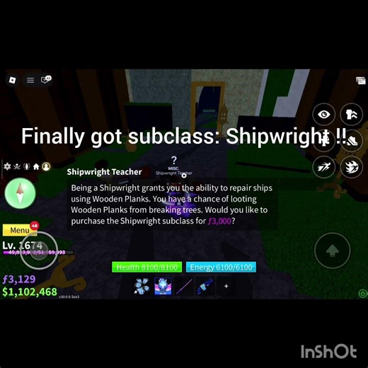 finally getting subclass:Shipwright #bloxfruits #subclass #roblox