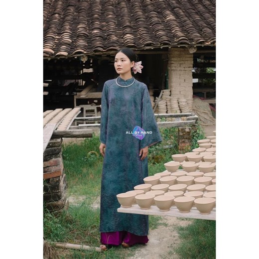 Blue Tencel Silk Ao Dai Tunic | Elegant Modern Vietnamese Traditional Wear - Etsy