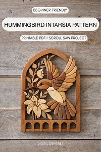 Hummingbird Intarsia Pattern | Beginner Scroll Saw Wood Inlay Wall Art (PDF) - Etsy Canada