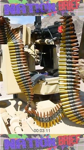U.S. National Guard Load a 50-cal ammo machine gun mounted on a MRAP Vehicle