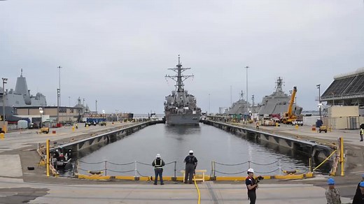 Watch USS Russell (DDG 59) as it transits from Naval Base San Diego to dry dock, Jun. 11, 2025. USS Russell (DDG 59) is dry docked in San Diego conducting a scheduled maintenance period. U.S. Navy video by Naval Base San Diego Public Affairs Team. | Naval Base San Diego