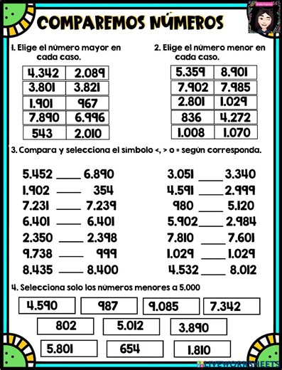 Comparación de Números online practice