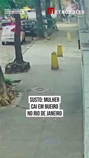 RJ: mulher tropeça em tampa e cai em bueiro; vítima olhava o celular