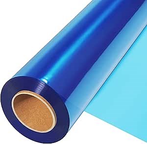 JOYIT Blue Cellophane Wrap Roll (200’ Ft. Long X 17.5” in. Wide) - 2.5 Mil Thick Transparent Blue Cellophane Wrapping Paper, Colored Cellophane Wrap for Gift Flower Basket Decoration